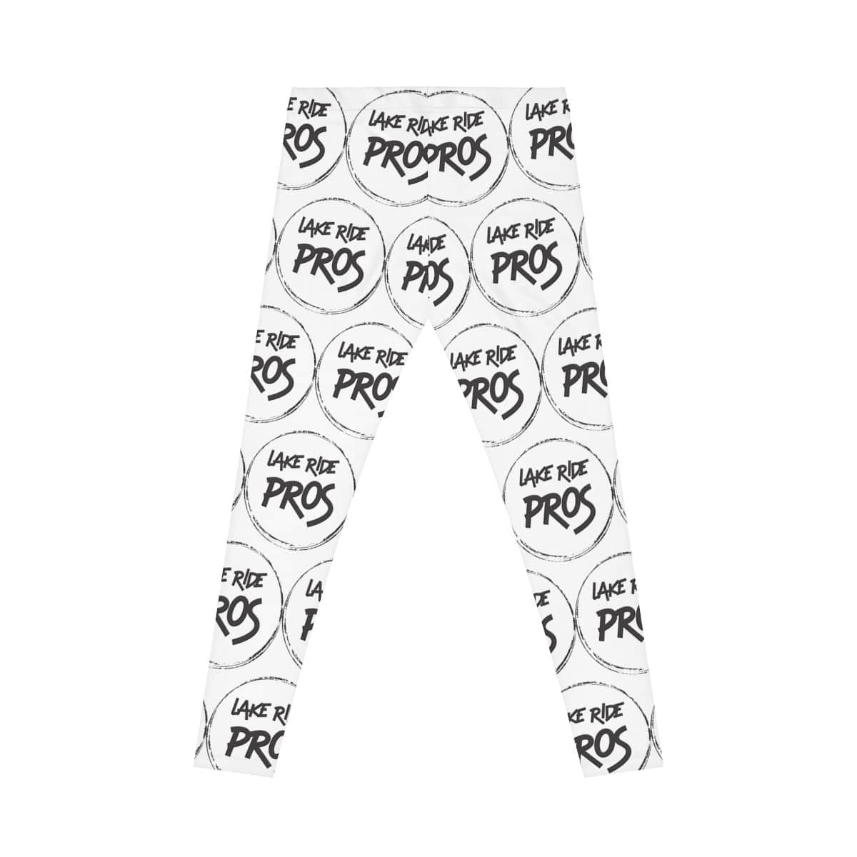 White Lake Ride Pros Women’s All-Over-Print Leggings - Monochrome Logo Pattern