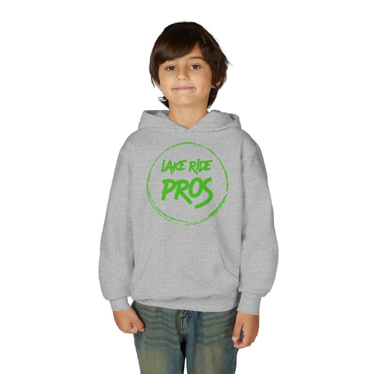 Lake Ride Pros Youth Hoodie – Green Logo Pullover for Kids